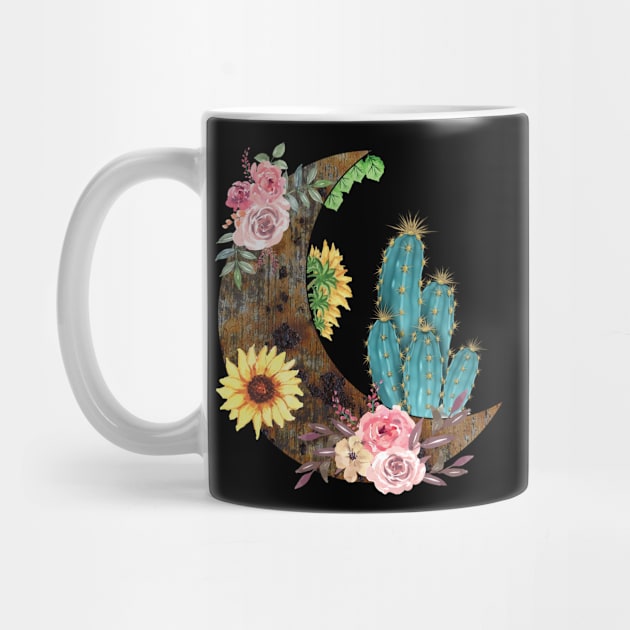 I Love Moon with Cactus funny design by Diannas